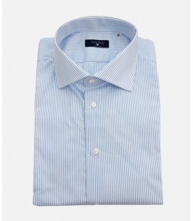 Camisa 100% algodón rayas finas azules