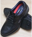 Zapato cordones con pespunte, color negro, membrana Water Stop.
