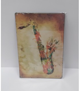 Cartel de chapa vintage saxofón.